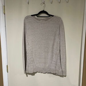 NWOT Women's LOFT Outlet Beige Crew Neck Sweater Size L